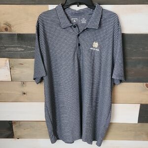 Antigua Notre Dame Navy and White 2XL Striped Polo Shirt